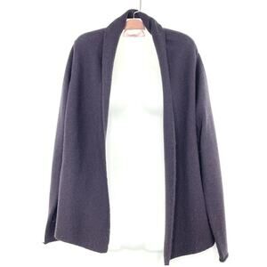 Eileen Fisher Merino Wool Shawl Collar Open Front Cardigan Size Petite PS Plum